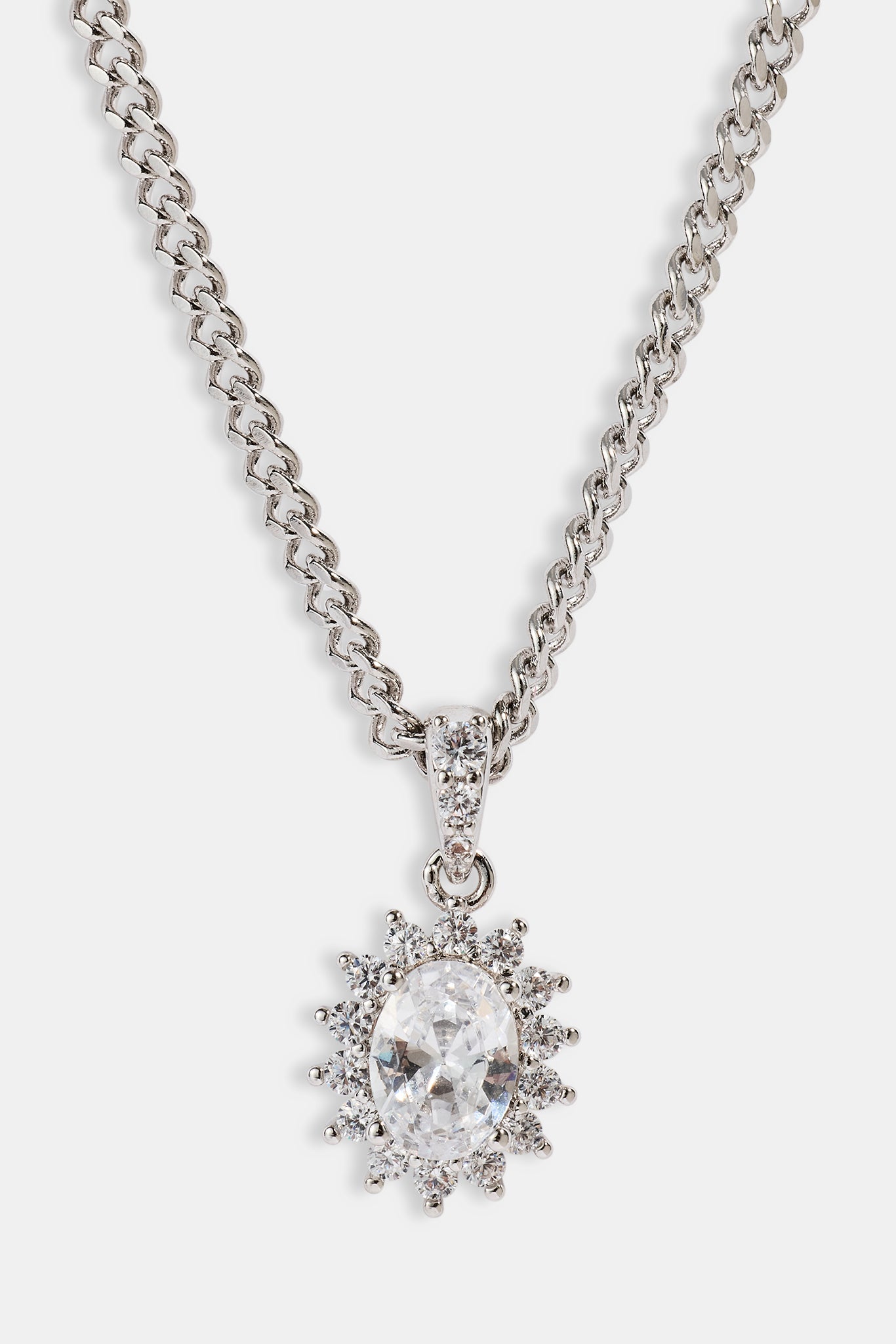 Floral Halo Pendant Necklace - 12mm - White